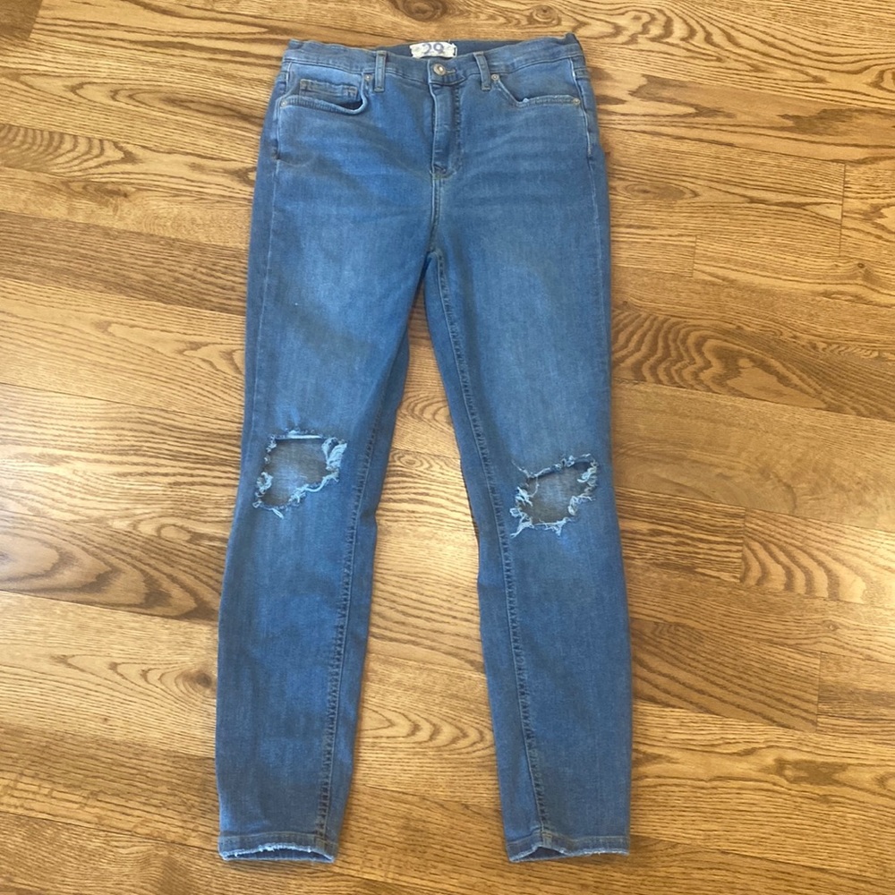 Womens We the Free Free People jeans distressed beat to hell ripped jeans